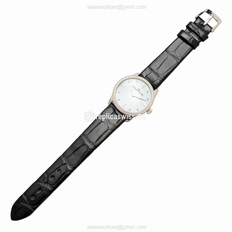 Girard-Perregaux 1966 Replica - Automatic - White Gold - Diamond - White Dial - Black Alligator Strap - View 2