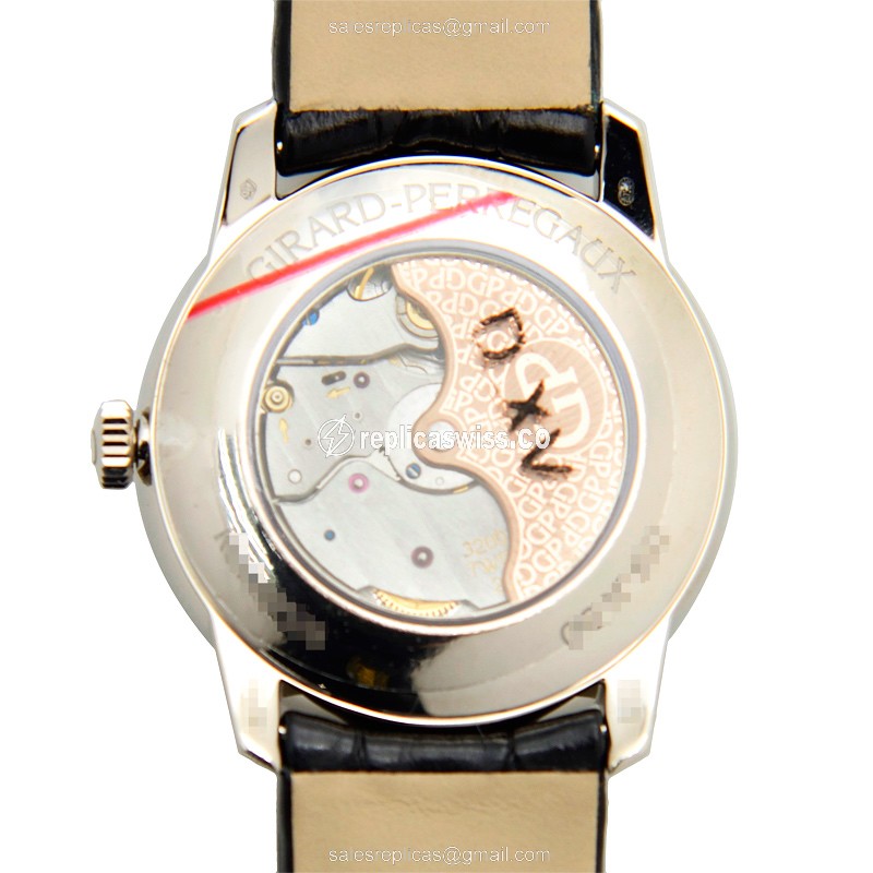 Girard-Perregaux 1966 Replica - Automatic - White Gold - Diamond - White Dial - Black Alligator Strap - View 3