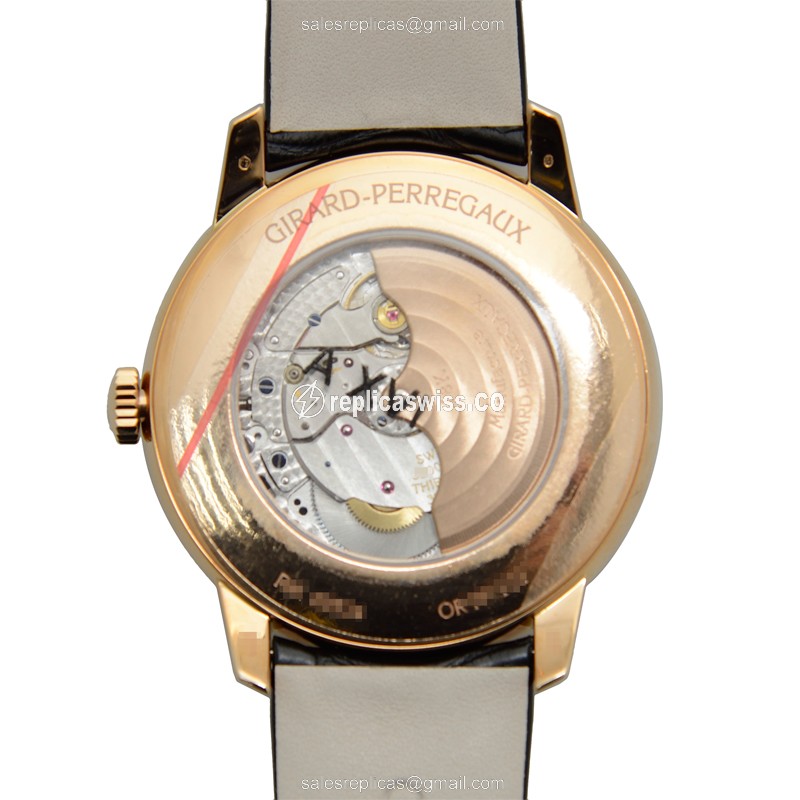 Girard-Perregaux 1966 Replica - Automatic - 18kt Rose Gold - White Dial - Black Alligator Strap - View 3