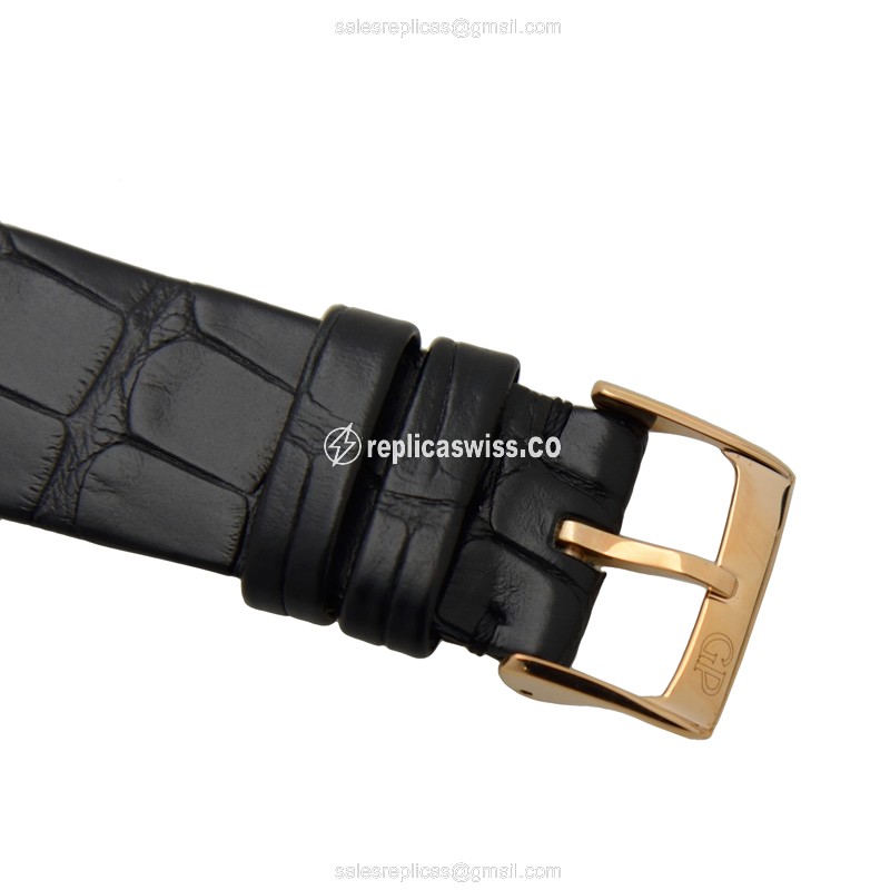 Girard-Perregaux 1966 Replica - Automatic - 18kt Rose Gold - White Dial - Black Alligator Strap - View 4