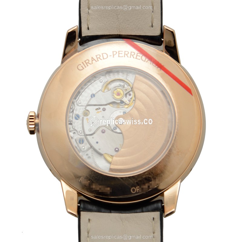 Girard Perregaux 1966 Replica - Auto - 18kt Rose Gold - White Dial - Black Alligator Strap - View 3
