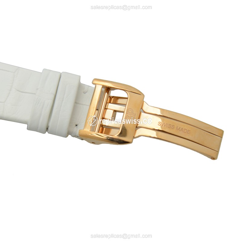 Girard Perregaux CATS EYE Replica - Auto - 18kt Rose Gold - Diamond White Dial - Alligator White Clasp - View 4