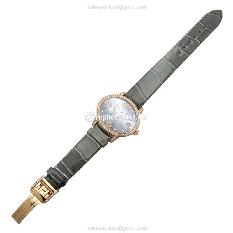 Girard Perregaux 80484D52P662-BK6A CATS EYE - Auto 18kt Rose Gold - Blue Dial - Green Alligator Strap - View 2