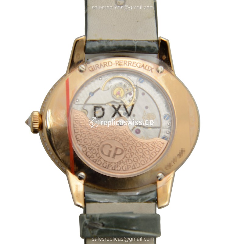 Girard Perregaux 80484D52P662-BK6A CATS EYE - Auto 18kt Rose Gold - Blue Dial - Green Alligator Strap - View 3