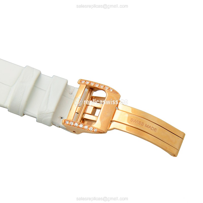 Girard Perregaux Cats Eye Replica - Automatic - 18kt Rose Gold - Diamonds - White Dial & Strap - View 4