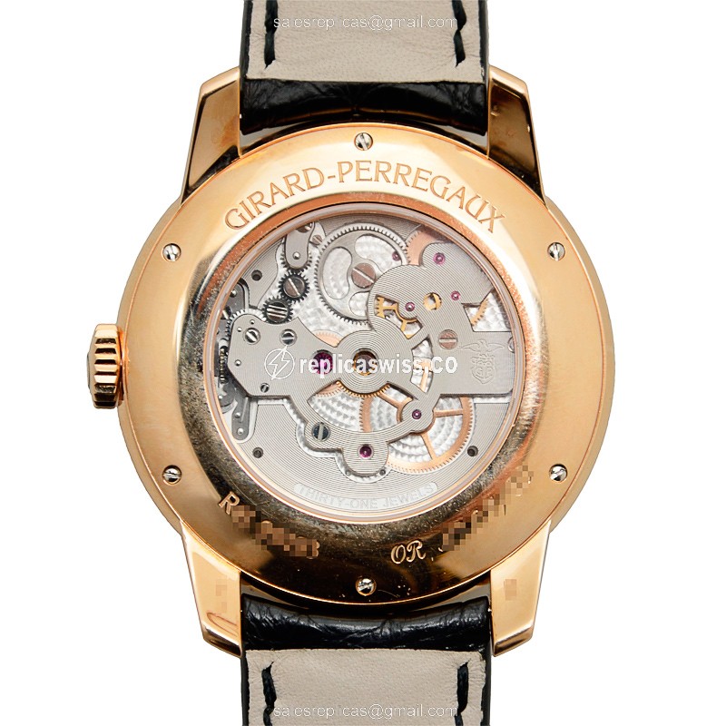 Girard Perregaux 99193D52A001BA6A Tourbillon - Auto - 18kt Rose Gold - Beige Dial - Diamond - Black Alligator Strap - View 3