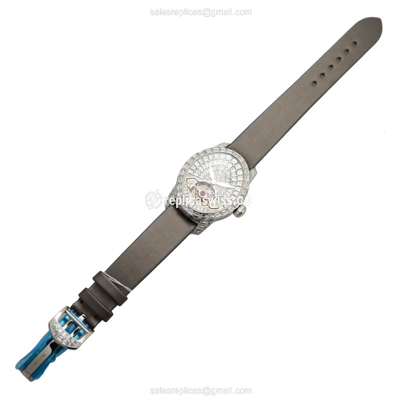 Girard Perregaux 99498B53P7B1AKK7A CATS EYE - Manual Wind - 18kt White Gold - Diamond - Silver Dial - Black Silk Strap - View 2