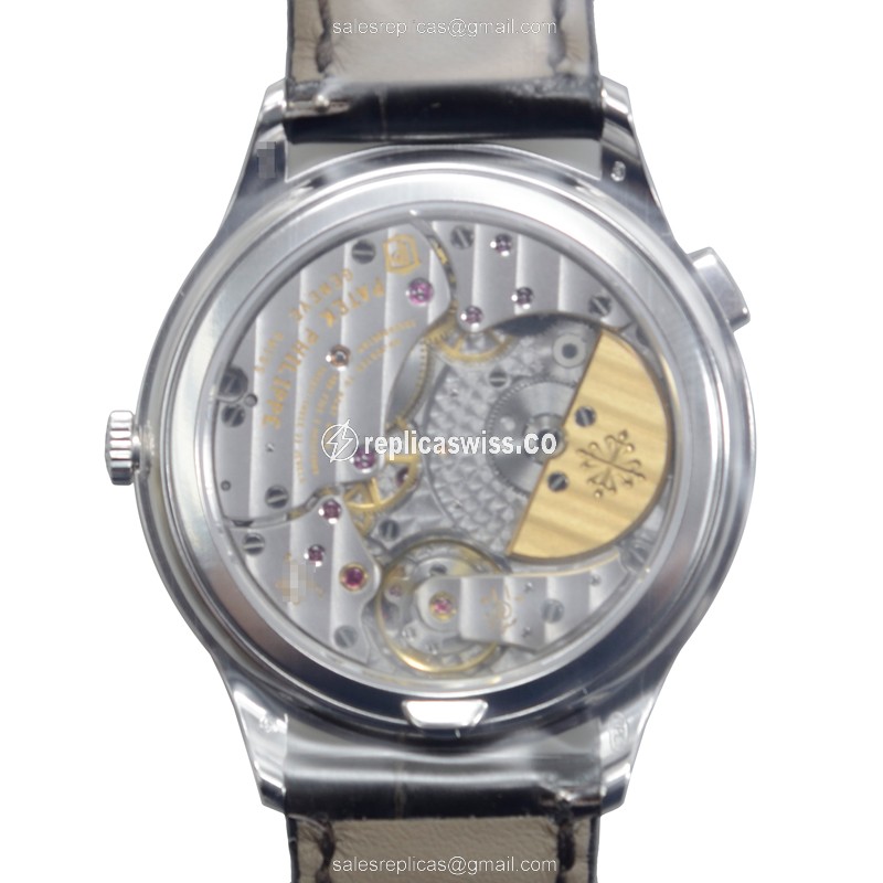 Patek Philippe 7130G-013 Replica - Automatic - 18kt White Gold - Diamond Dial - Brown Alligator Strap - View 3