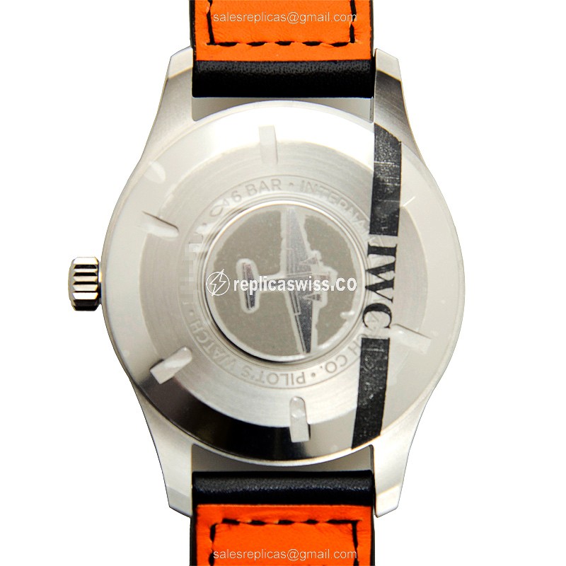 IWC PILOTS Replica - Automatic - Stainless Steel - White Dial - Black Cowhide - Buckle Clasp - View 3