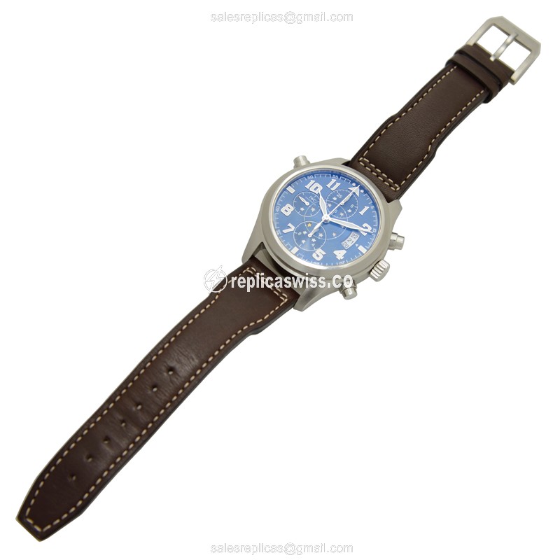 IWC PILOTS Replica - Automatic - Blue Dial - Brown Cowhide - Buckle Clasp - View 2