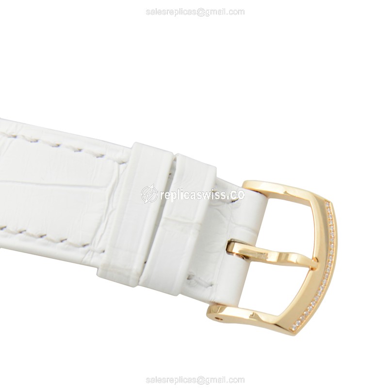 Piaget ALTIPLANO Replica - Manual Wind - 18kt Rose Gold - Diamond Skull Dial - White Alligator Buckle - View 4