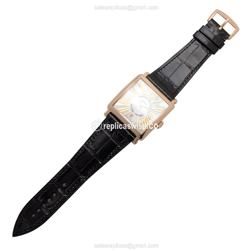 Franck Muller 6000 H SC DT REL R MOP Quartz 18kt Rose Gold - White Dial, Alligator Black Buckle - View 2