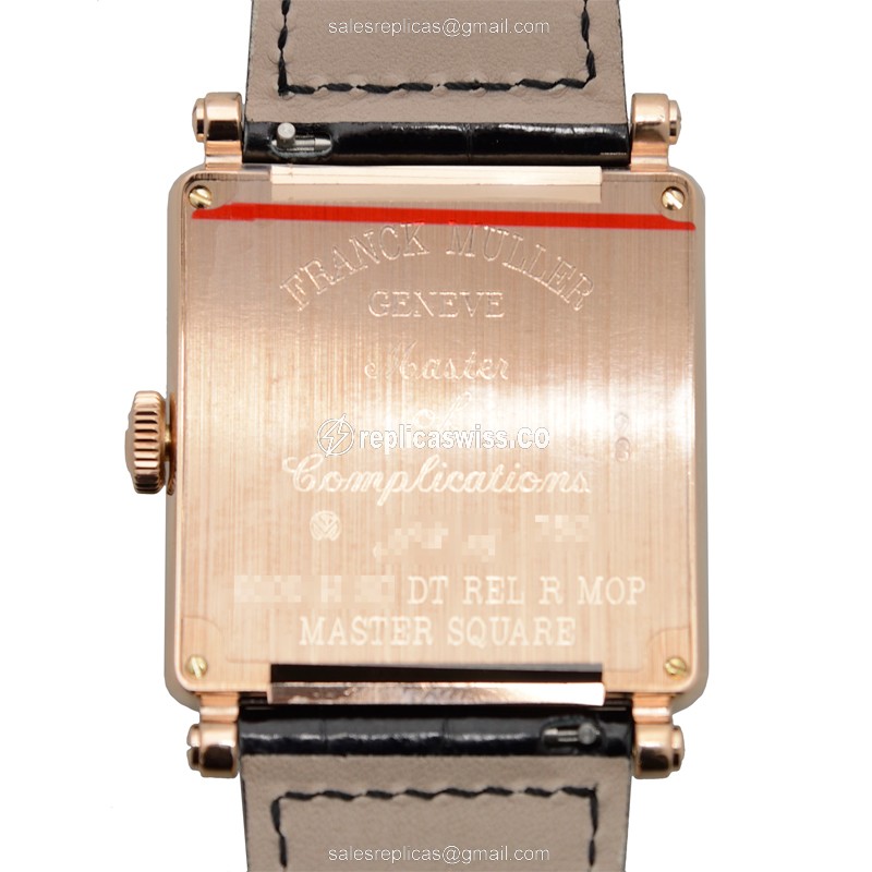 Franck Muller 6000 H SC DT REL R MOP Quartz 18kt Rose Gold - White Dial, Alligator Black Buckle - View 3