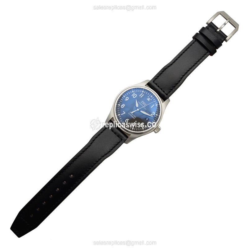 IWC PILOTS Replica - Automatic - Black Dial - Steel Case - Black Cowhide Strap - View 2