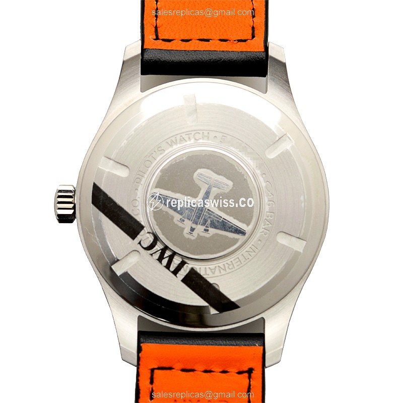 IWC PILOTS Replica - Automatic - Black Dial - Steel Case - Black Cowhide Strap - View 3
