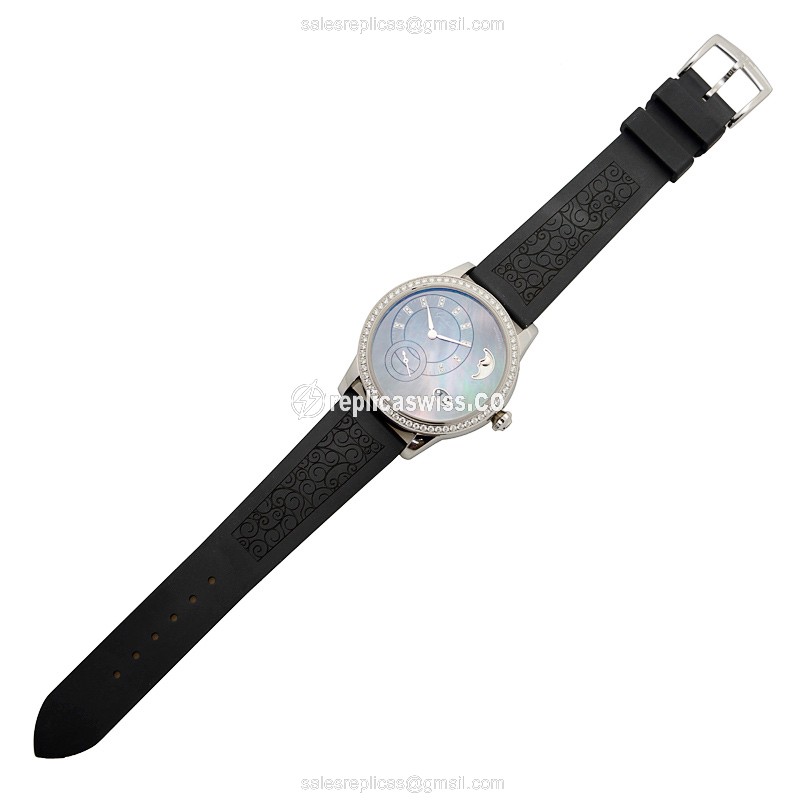 Glashutte PANO Automatic - Stainless Steel - Diamonds - Black Dial - Rubber Strap - Buckle Clasp - View 2