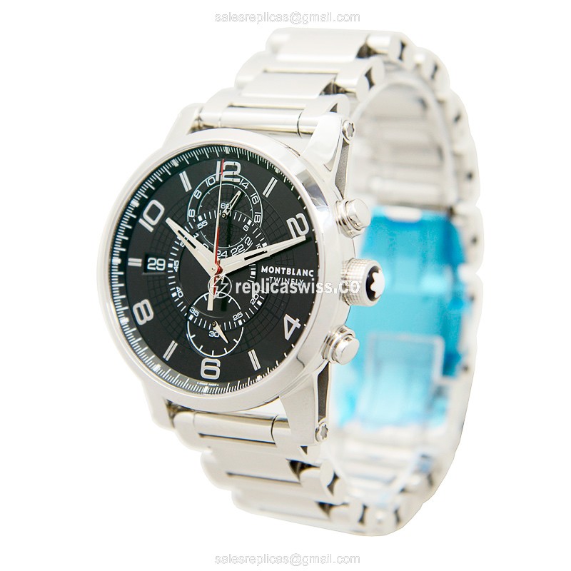 Mont Blanc Timewalker Replica - Automatic - Steel - Black Dial - 40mm - View 3