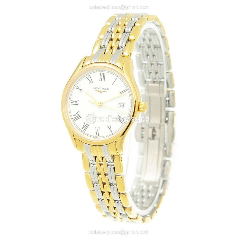 Longines Lyre Replica - Quartz - Gold-Plated & Steel - White Dial - Gold PVD Strap - View 3