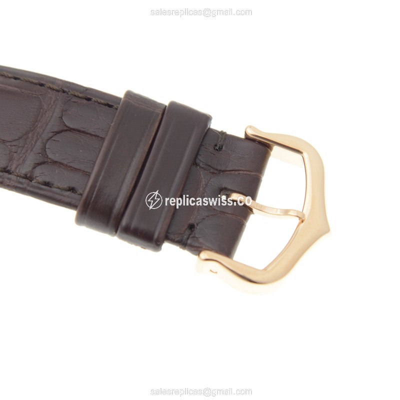 Cartier WGCL0013 CLe DE CARTIER - Automatic - 18kt Rose Gold - White Dial - Alligator Brown Strap - View 4