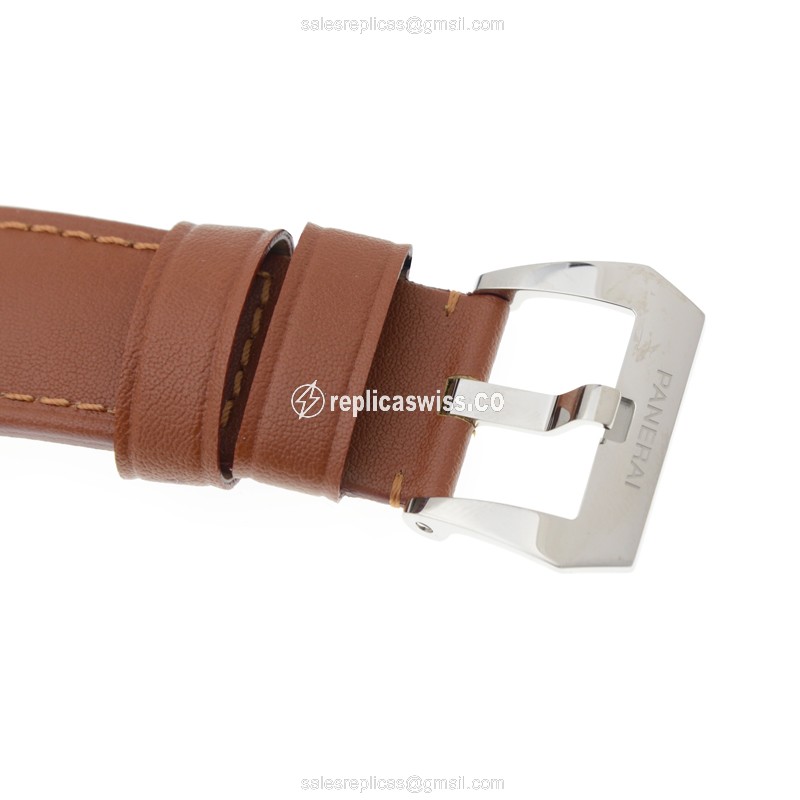 Panerai PAM00660 LUMINOR Replica - Manual - Stainless Steel Case - White Dial - Brown Cowhide Strap - Buckle Clasp - View 4