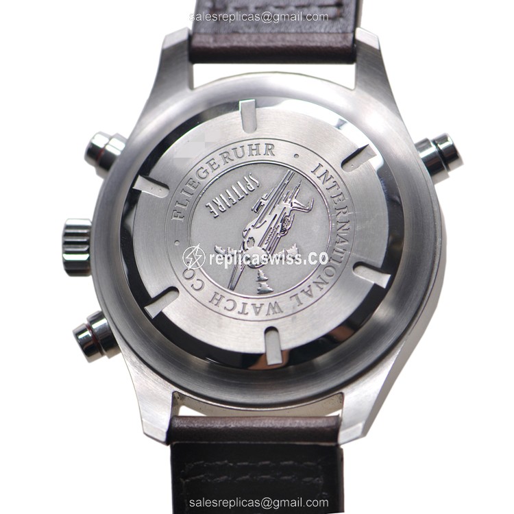 IWC PILOTS Replica - Automatic - Stainless Steel - Silver Dial - Brown Cowhide - Buckle Clasp - View 3
