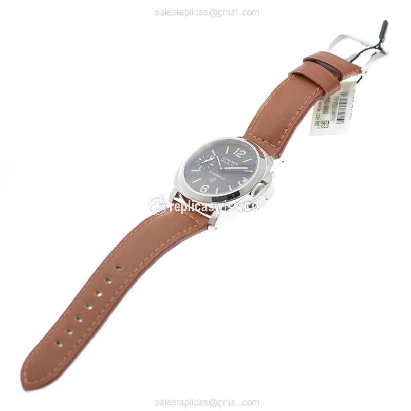 Panerai PAM01005 LUMINOR Replica - Manual - Steel Case - Black Dial - Brown Cowhide Strap - View 2