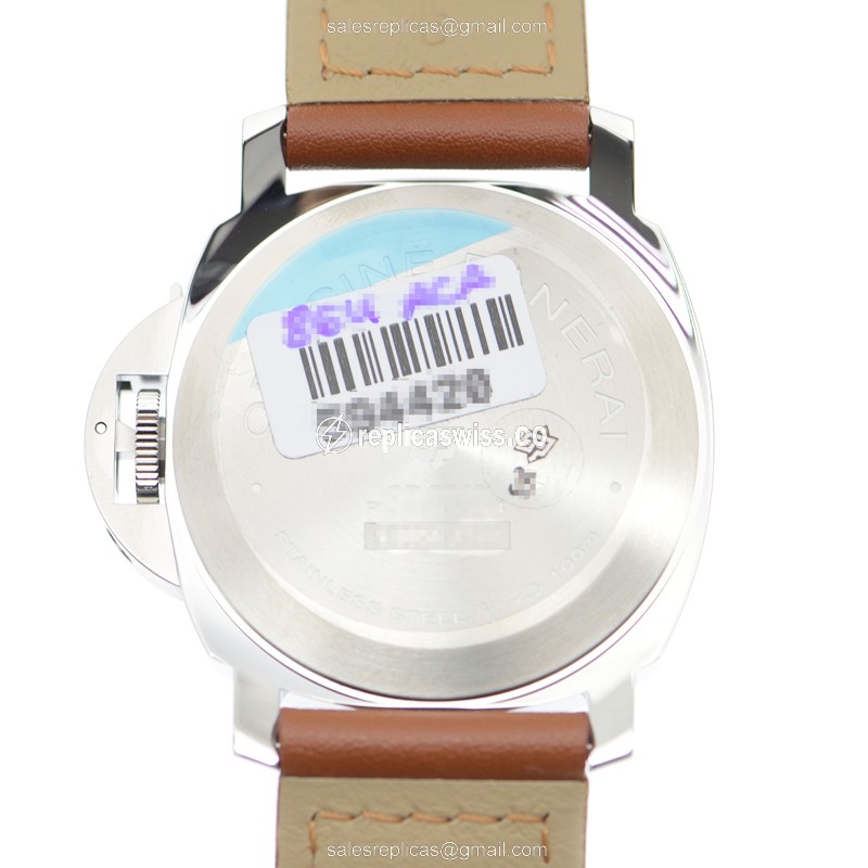 Panerai PAM01005 LUMINOR Replica - Manual - Steel Case - Black Dial - Brown Cowhide Strap - View 3