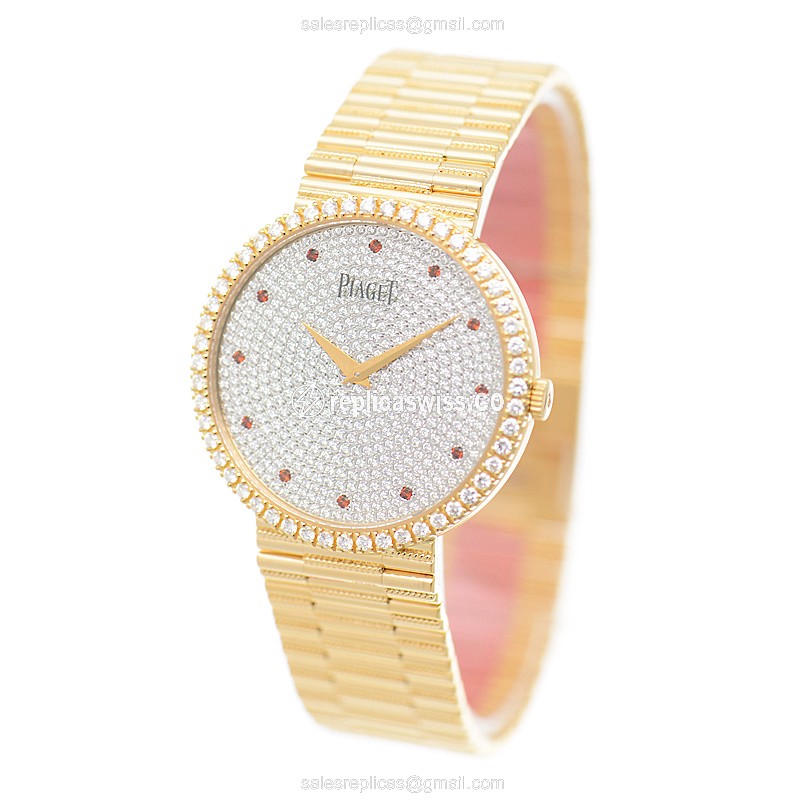 Piaget Tradition Replica - Manual - 18kt Rose Gold - Diamonds - Silver Dial - View 3