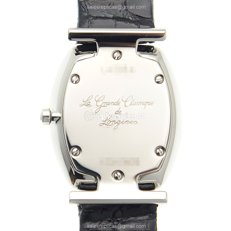 Longines LA GRANDE Quartz - Stainless Steel Case, White Dial, Black Alligator Strap - View 3