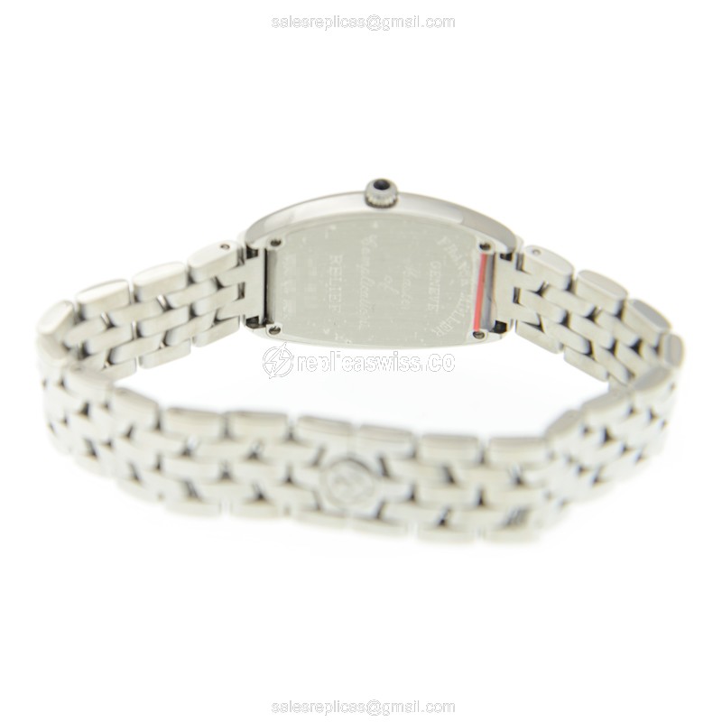 Franck Muller 1752 QZ REL AC Curvex Quartz Steel - White Dial, Red Steel Strap, Clasp - View 4
