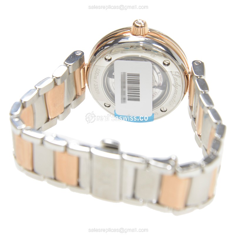 Omega DE VILLE Replica - Automatic 18kt Rose - Diamond White Dial - Silver Steel Strap - View 4