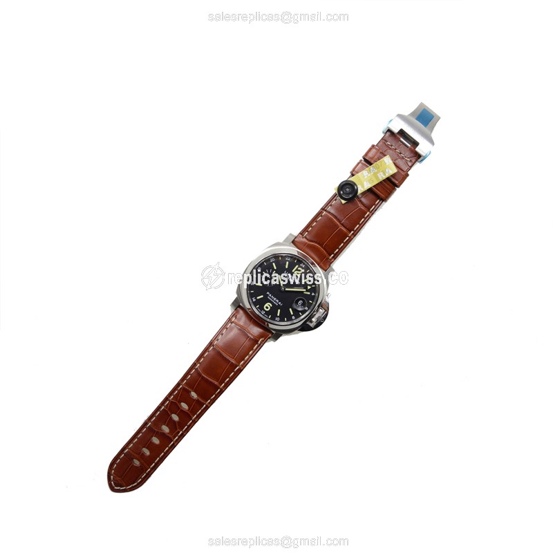 Panerai PAM00244 LUMINOR - Automatic - Steel - Black - Brown Alligator - Sapphire Crystal - View 2
