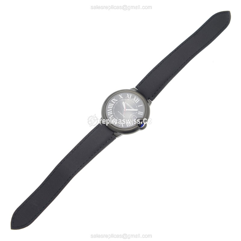 Cartier Ballon Bleu Replica - Automatic - Black Dial - Steel Case - Black Band - View 2