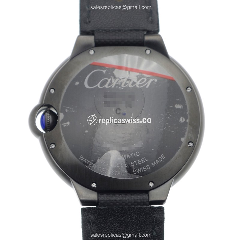 Cartier Ballon Bleu Replica - Automatic - Black Dial - Steel Case - Black Band - View 3