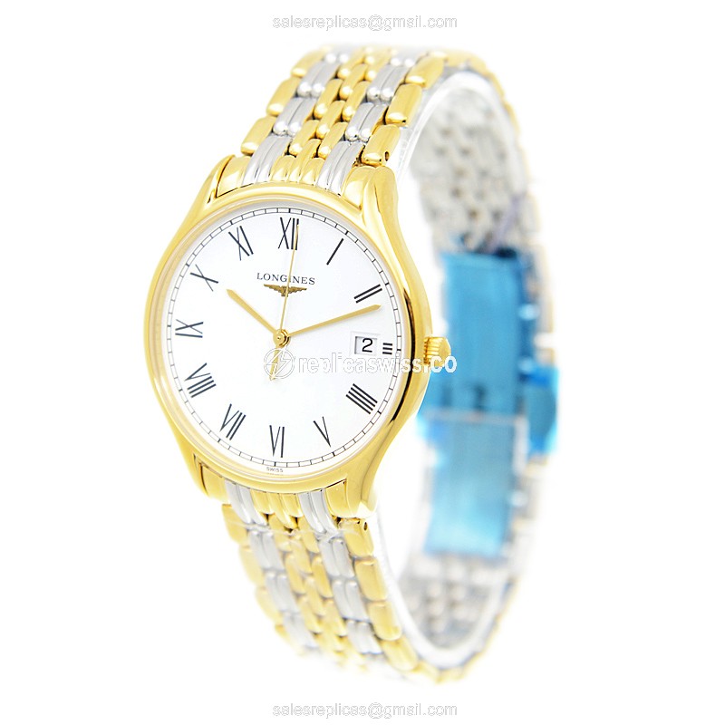 Longines Lyre Replica - Quartz - Gold Plated Case - White Dial, Gold PVD Strap - View 3