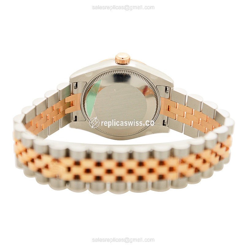 Rolex Lady Datejust Replica - Auto - 18kt Rose Gold & Steel - Pink Dial, Gold Strap - View 4