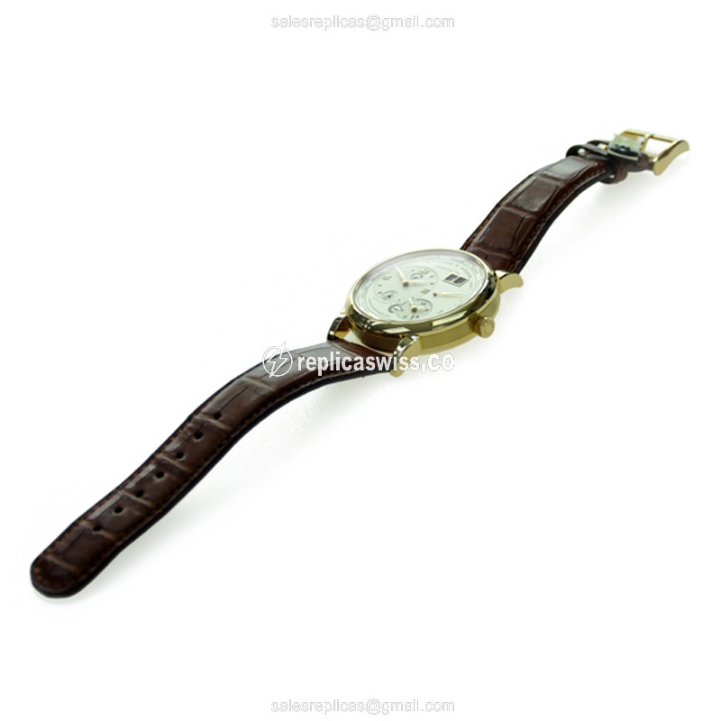 A Lange & Sohne 116.021 GRAND LANGE - Manual Wind - 18kt Yellow Gold - White Dial - Brown Alligator Buckle - View 2