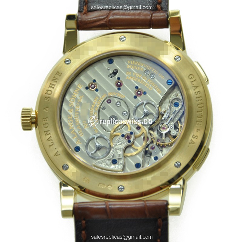 A Lange & Sohne 116.021 GRAND LANGE - Manual Wind - 18kt Yellow Gold - White Dial - Brown Alligator Buckle - View 3