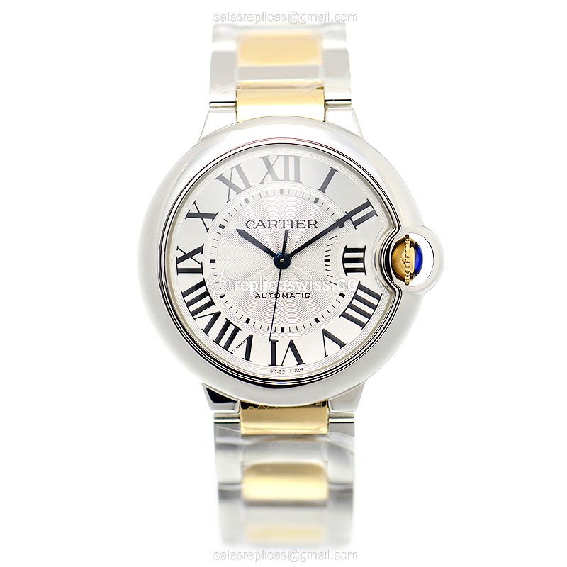 Cartier Ballon Bleu Replica - Automatic - Steel Case - Silver Dial - Gold Strap - View 2