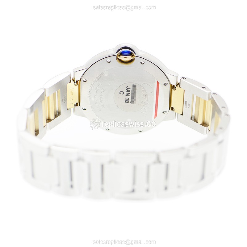 Cartier Ballon Bleu Replica - Automatic - Steel Case - Silver Dial - Gold Strap - View 4