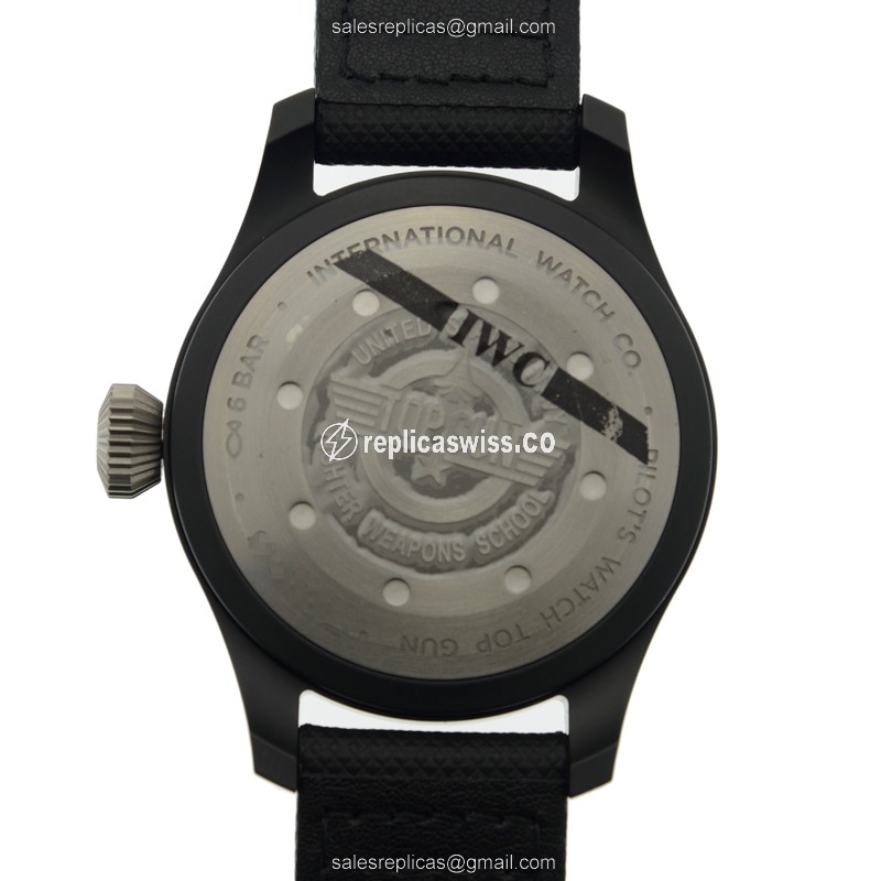 IWC PILOTS Replica - Automatic - Ceramic Case - Black Dial - Black Cowhide Strap - View 4