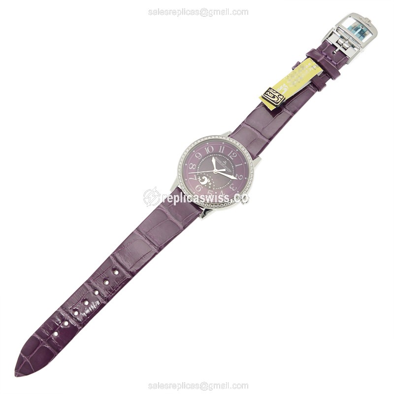 Jaeger-Lecoultre Q3448460 Rendez-Vous Replica - Automatic - Stainless Steel Case - Purple Dial - Diamond - Alligator Strap - View 2