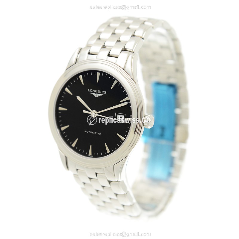 Longines L4.874.4.52.6 Replica - Automatic | Steel Case | Black Dial | Silver Clasp - View 3