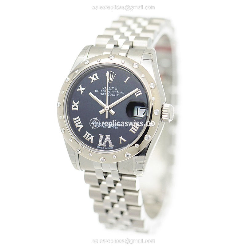 Rolex Lady Datejust Replica | Automatic | 18kt White Gold | Diamond Bezel - View 3