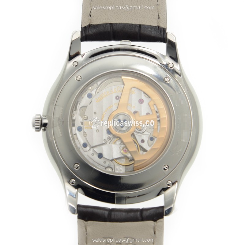 Jaeger-Lecoultre Q1288430 Replica - Automatic - Gold Dial - Steel Case - Brown Alligator Strap - View 3