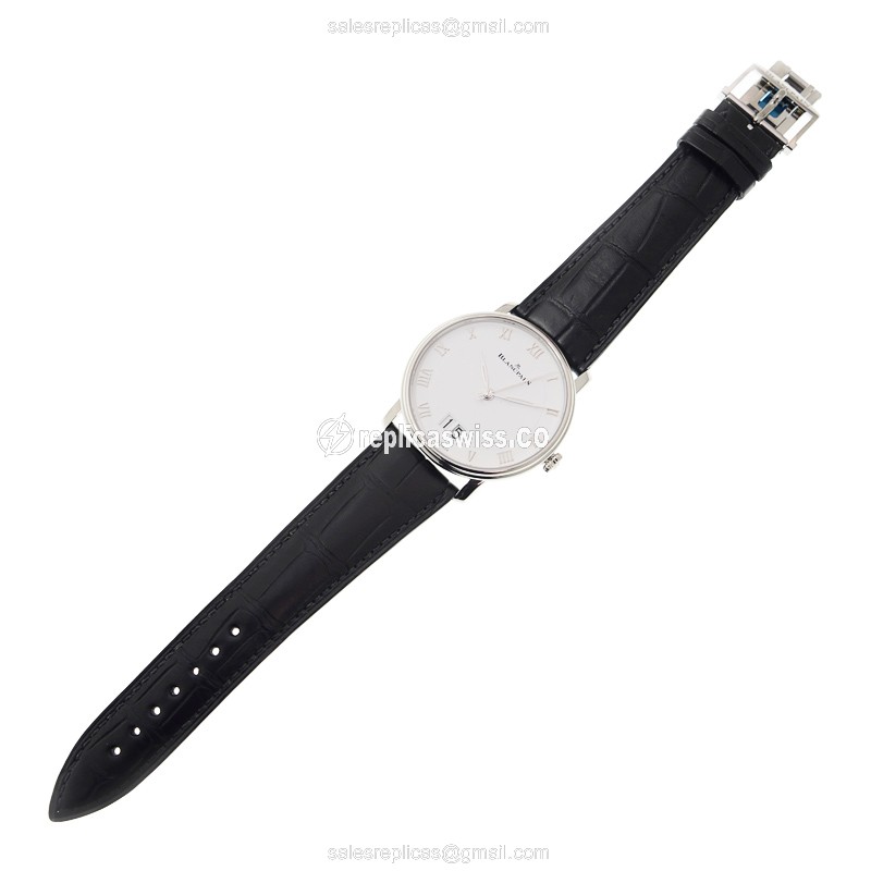 Blancpain Villeret 6669-1127-55B - Automatic - Steel - White Dial - Alligator Black Strap - View 2