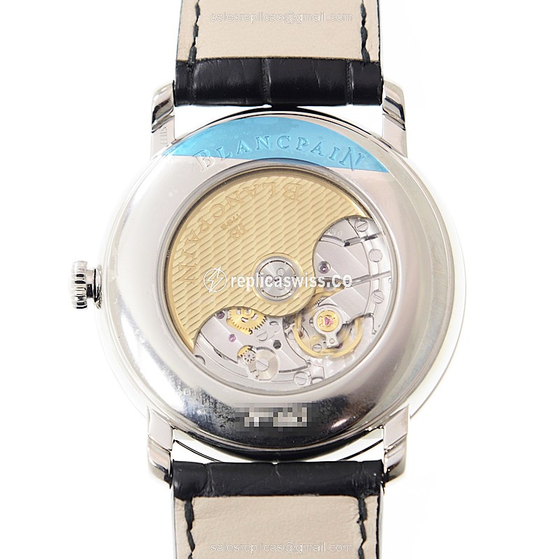 Blancpain Villeret 6669-1127-55B - Automatic - Steel - White Dial - Alligator Black Strap - View 3