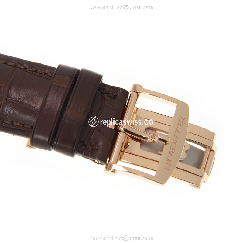 Blancpain Villeret Replica - Automatic - 18kt Rose Gold - White Dial - Brown Alligator Strap - View 4