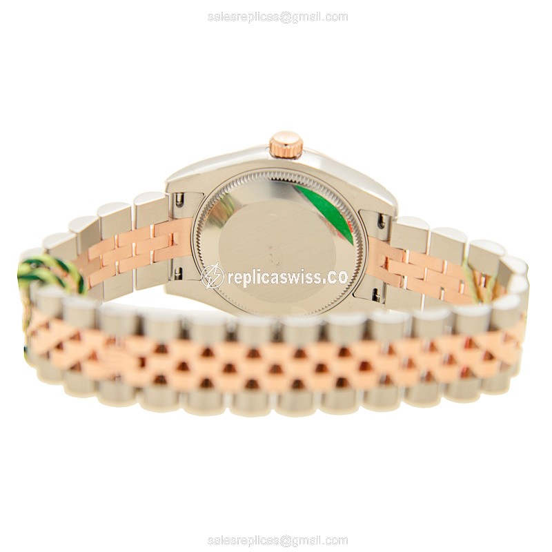 Rolex Lady Datejust Replica - Automatic - 18kt Rose Gold Case, White Dial, Silver Strap - View 4