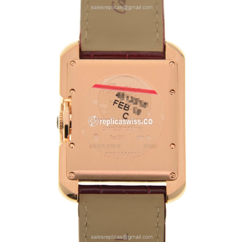 Cartier WJTA0006 Replica - Automatic - 18kt Rose Gold - White Dial - Alligator Purple Strap - View 3